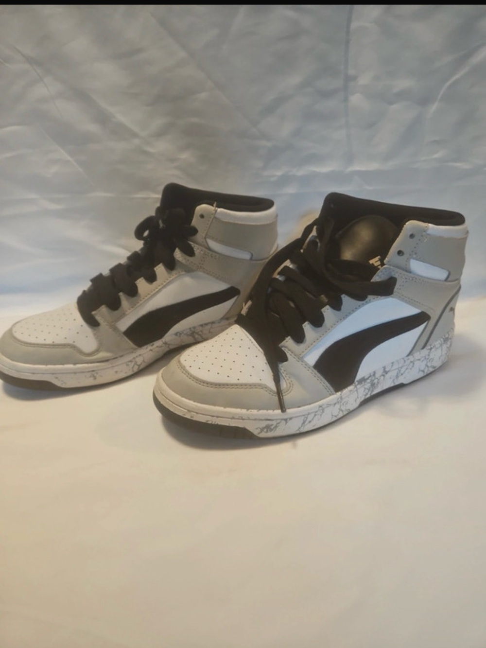 Puma Men's High-Top Sneakers in White, Black & Gray